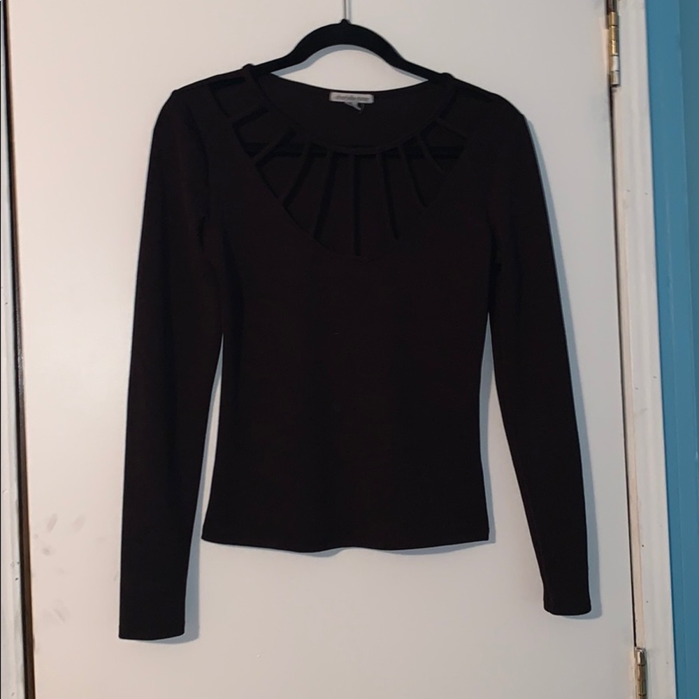 Black Charolette Russe Long Sleeve Top
